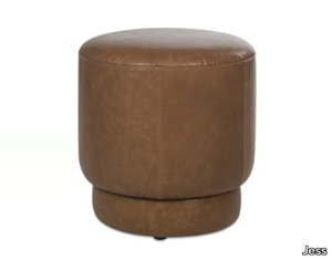 TRAY - Round leather pouf _ Jess