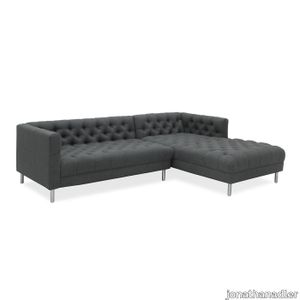 Baxter Deep Chaise Sectional in Oxford Charcoal Right Left