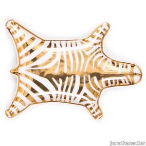 Zebra Stacking Dish Silver Gold Black and White