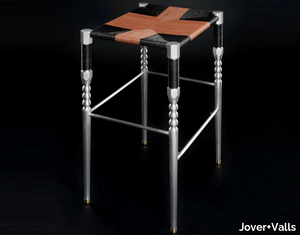 CORD COUNTER STOOL - Aluminium and leather stool with footrest _ Jover+Valls