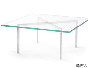 BARCELONA® - Square glass and steel coffee table _ KNOLL