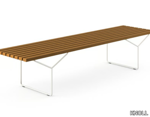 BERTOIA - Steel and teak garden bench _ KNOLL