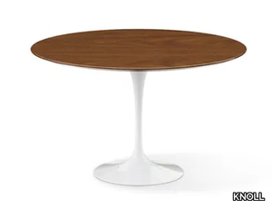 TULIP - Round table with wooden top and aluminium base _ KNOLL