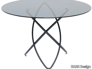 MOLEKULAR BLACK - Round glass and steel table _ KARE Design