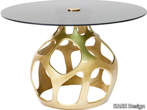 VOLCANO - Round glass and aluminium table _ KARE Design