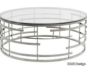 JUPITER - Stainless steel and glass high side table _ KARE Design