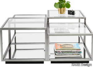LUIGI SILVER - Square Glass and Stainless Steel high side table _ KARE Design