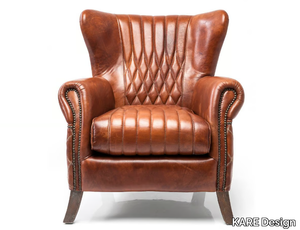 COUNTRY SIDE - Classic style leather armchair with armrests _ KARE Design