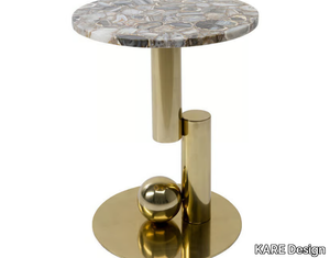 AGATE CUT - Round stainless steel coffee table with natural stone top _ KARE Design