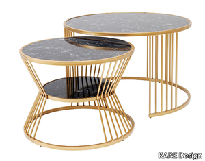 ROMA - Round marble and steel high side table _ KARE Design