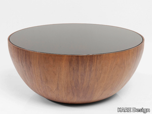 TEAR DROPS - Low round wood and glass coffee table _ KARE Design