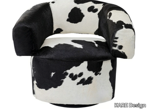 MAYE COW - Swivel tanned leather easy chair with armrests _ KARE Design