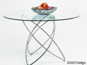 MOLEKULAR - Round Glass and Stainless Steel table _ KARE Design