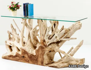 ROOTS - Rectangular wood and glass console table _ KARE Design