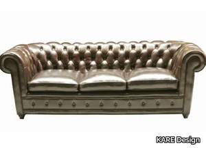 OXFORD - 3 seater tufted leather sofa _ KARE Design