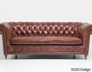 OXFORD VINTAGE ECO - 3 seater tufted leather sofa _ KARE Design