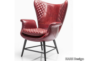 TUDOR VELVET - Leather armchair with armrests _ KARE Design