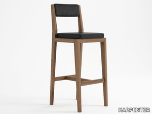 NOUVEAU BISTRO - Upholstered solid wood barstool with back _ KARPENTER