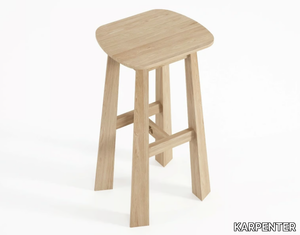 EAST - Rectangular solid wood counter stool with footrest _ KARPENTER