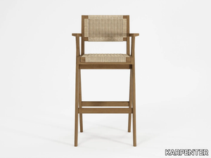 TRIBUTE OUTDOOR - High teak stool with armrests _ KARPENTER