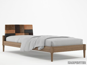 KATCHWORK - Solid wood single bed with upholstered headboard _ KARPENTER