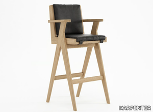 TRIBUTE - Solid wood barstool with armrests _ KARPENTER