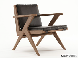 TRIBUTE - Upholstered solid wood easy chair with armrests _ KARPENTER