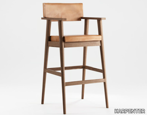 VINTAGE - Upholstered solid wood barstool with armrests _ KARPENTER