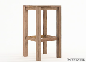 ORGANIK - High reclaimed wood stool with footrest _ KARPENTER