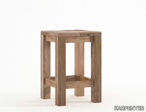 ORGANIK - Low reclaimed wood stool with footrest _ KARPENTER