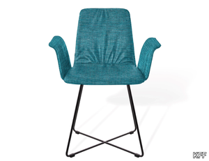 MAVERICK CASUAL - Upholstered chair with armrests and metal cross base _ KFF