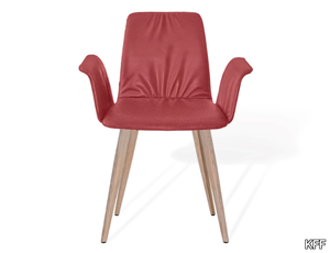 MAVERICK CASUAL - Chair with armrests and wooden base with 4 conical legs _ KFF