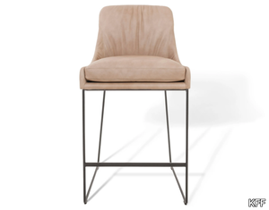 YOUMA CASUAL - Contemporary style high leather stool with footrest with integrated cushion _ KFF