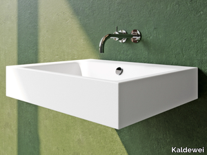 PURO - Wall-mounted rectangular enamelled steel washbasin _ Kaldewei