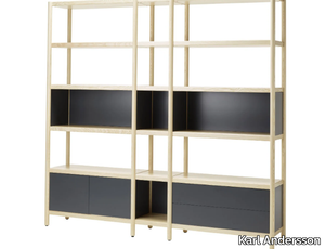 CAVETTO - Open sectional wooden bookcase with drawers _ Karl Andersson