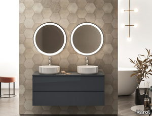 SIGNATURE 05 - Wall-mounted vanity unit with drawers with integrated washbasin _ Karol