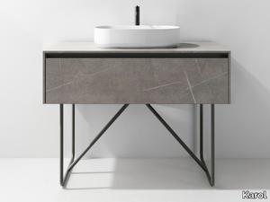 TOSCA - Floor-standing single vanity unit with integrated washbasin _ Karol