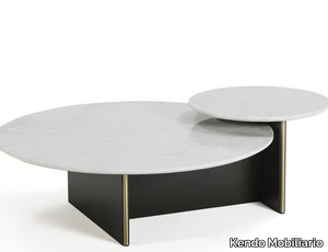 ANT - Round marble coffee table with metal base _ Kendo Mobiliario