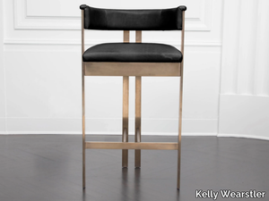 ELLIOTT - Upholstered metal barstool with armrests _ Kelly Wearstler