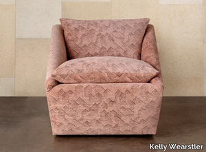 HARPER - Swivel fabric armchair with armrests _ Kelly Wearstler