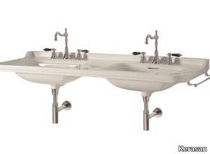 WALDORF 4143 - Double ceramic washbasin with towel rail _ Kerasan