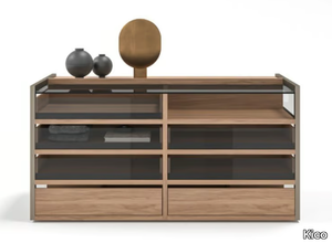 CAPRI - Sectional modular wood and glass chest of drawers _ Kico