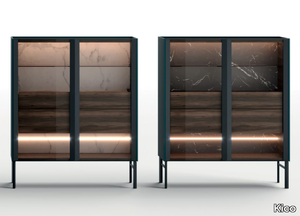 ARYA - Wood and glass highboard with integrated lighting _ Kico