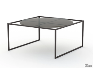 KINNA - Sled base metal coffee table with glass top _ Kico