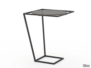 LOO - Square metal high side table with glass top _ Kico