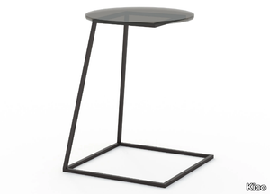 LOO - Round metal high side table with glass top _ Kico