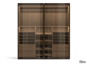 VITRUM - Wood and glass wardrobe with sliding doors _ Kico