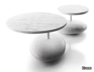 PAVE - Round marble and larch coffee table _ Kreoo