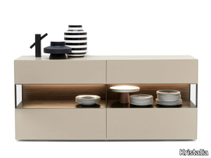 AVENUE - Wooden sideboard with flap doors with integrated lighting _ Kristalia