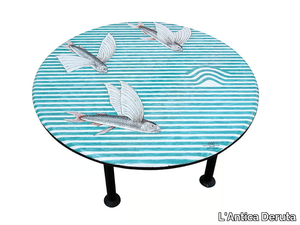 FLYING FISH - Round lava stone coffee table _ L'Antica Deruta